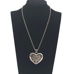 VTG Brighton 18" Contempo Line SilverTone Floral Heart Daisy Fairycore Necklace